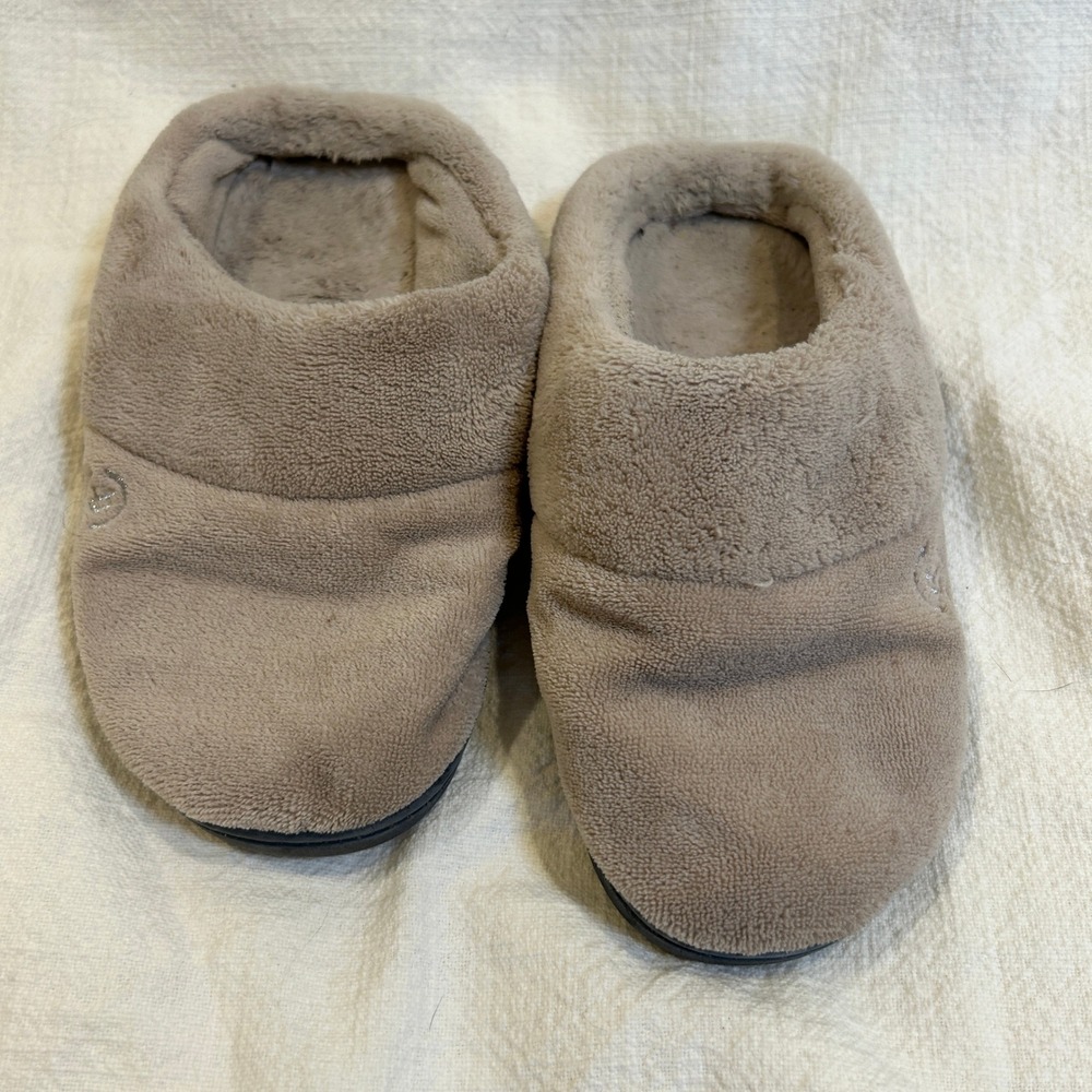 Isotoner Womens Terry Cloth Clog Slippers Taupe Tan Size 7.5-8 M